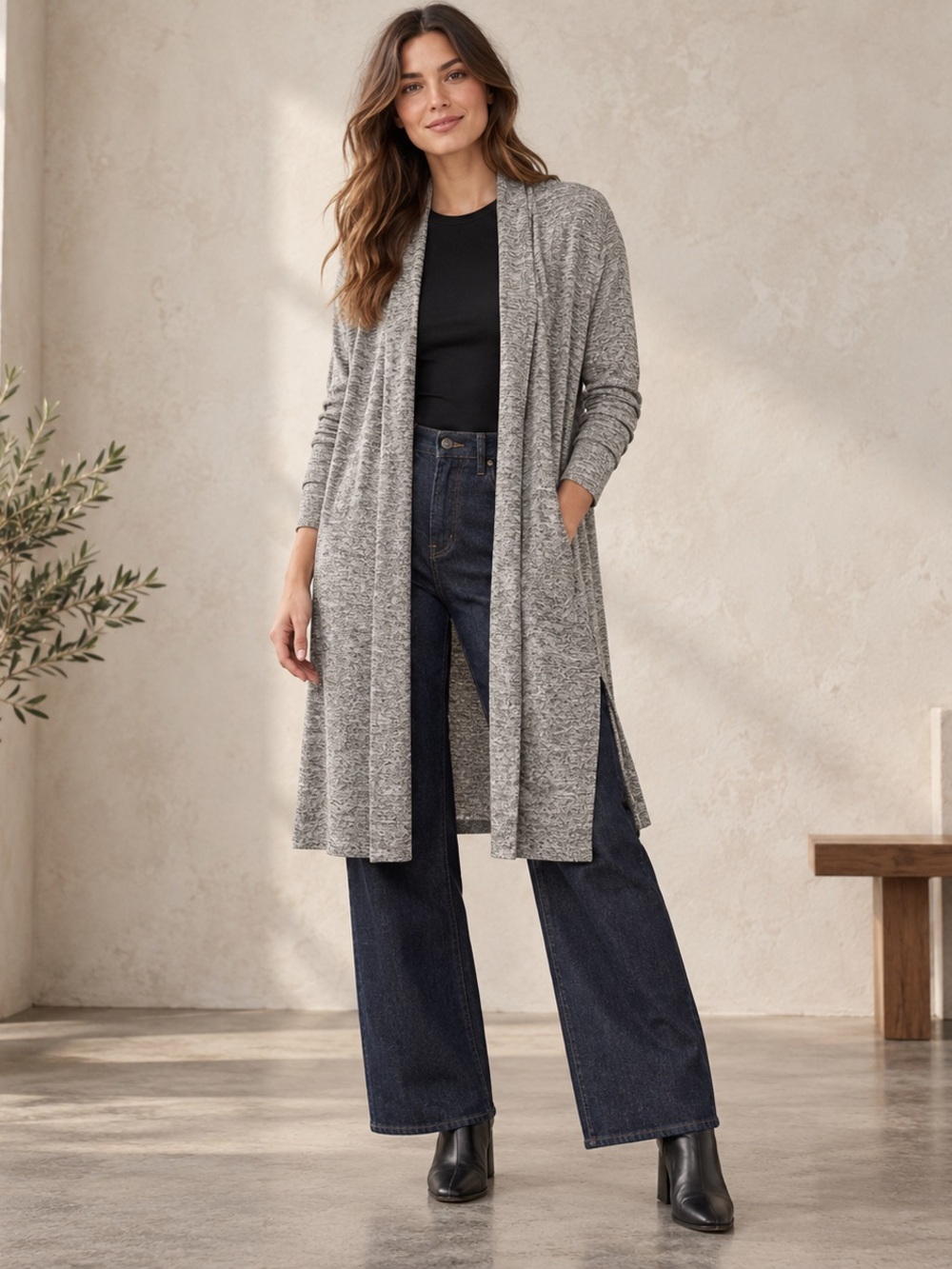Banana Republic Grey Marled Long Cardigan S